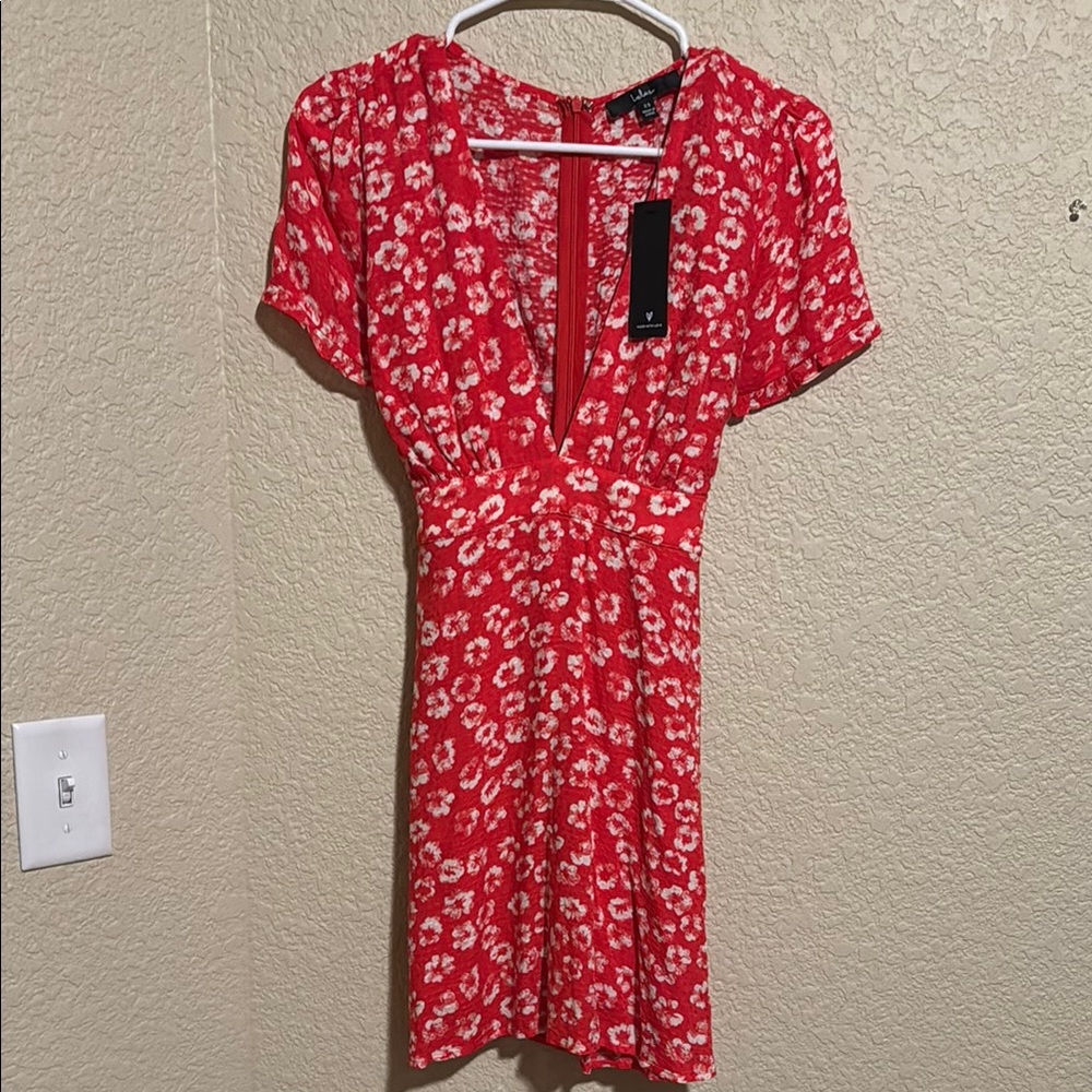 Lulu's Red Puff Sleeve V-Neck Sundress